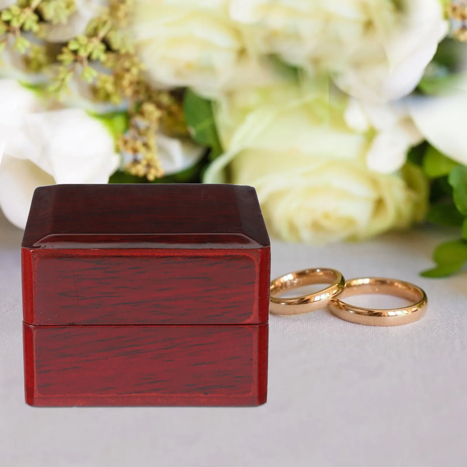 Ring Box Wooden Case Single Ring Display Holder Protective Jewelry Storage Organizer Jewelry Box for Rings