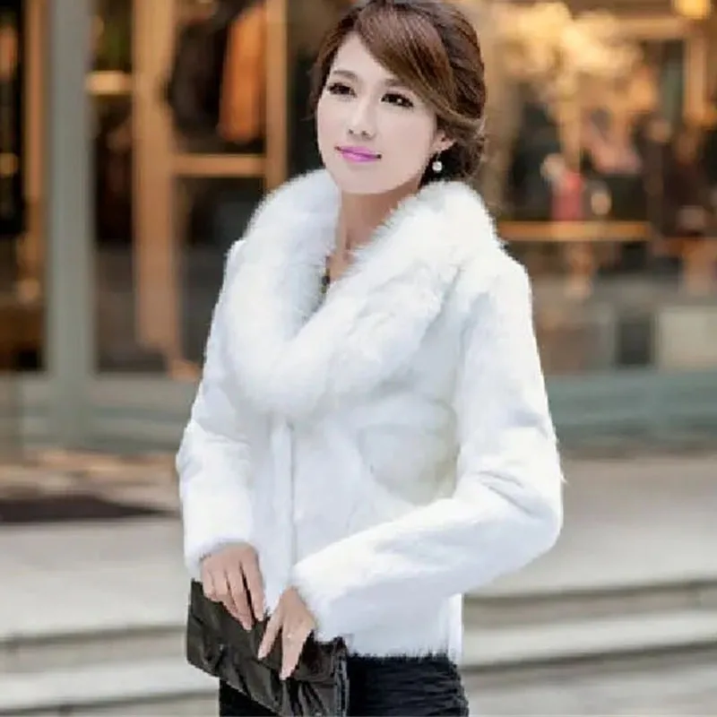 Koreanische Frauen Langarm Pelz Jacke 2025, Damen High-End-Kunstpelz Kurzen Mantel Winter Weibliche Mode Große Größe 5XL Plüsch outwear