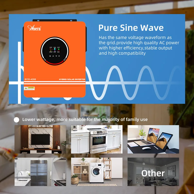 1.6KW 3KW 4.2KW 6.2KW Hybrid Solar Inverter 12V 24V 48V Photovoltaic Hybrid Inverter Max PV 500V Build in MPPT 120A 80A Charger