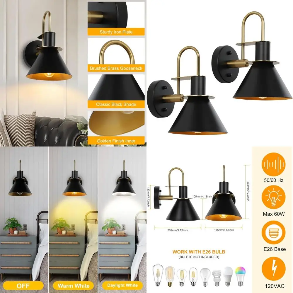 

Pair of Modern Farmhouse Wall Sconces, Industrial Style Lighting for Home, Suitable for Bathroom, Kitchen, Bedroom, and More