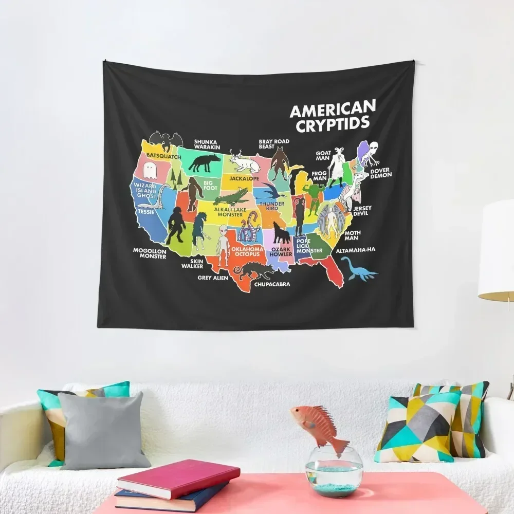 

Map Of Cryptids In The US Tapestry Home Decoration Cute Room Things Tapestry