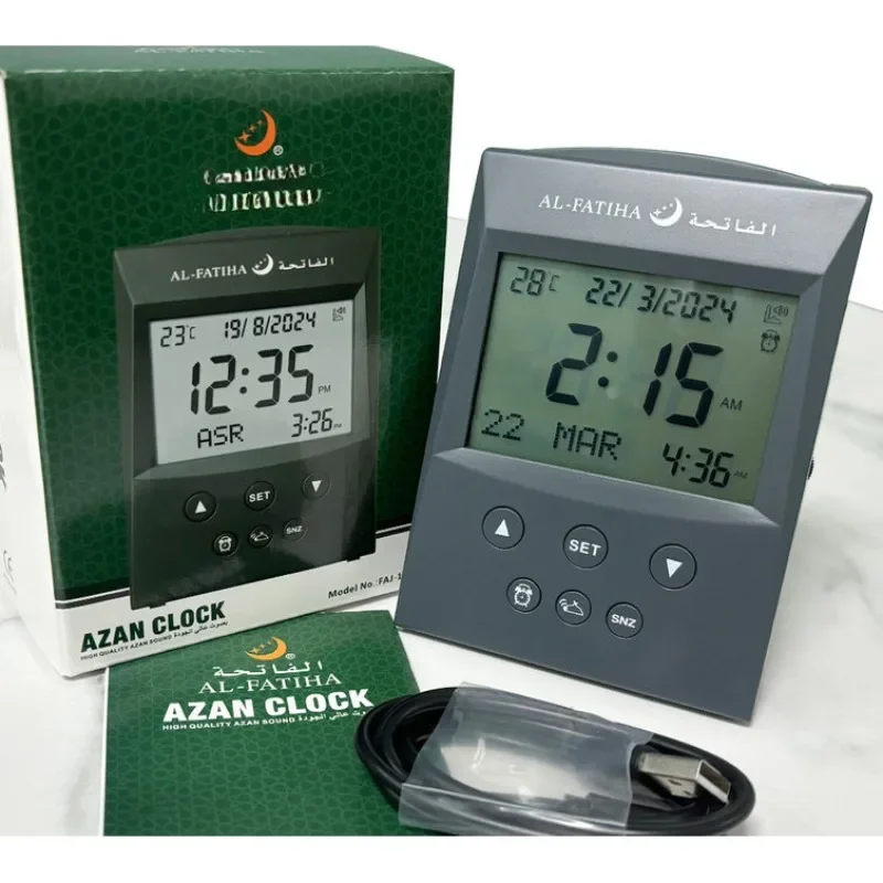 New Arrival Digital Azan LCD Desk Table Clock Muslim Athan Watch Reminder Hijri Gregorian Calendar Islamic Mosque