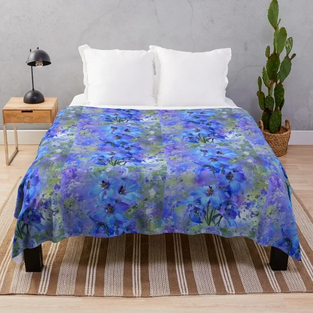 Delightful Delphiniums Mixed Media Throw Blanket Retros Tourist Blankets