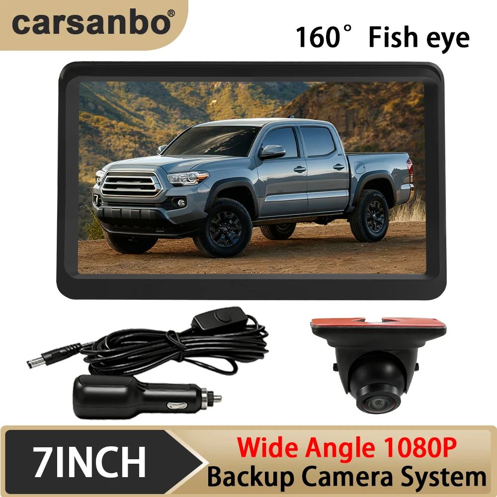 

Carsanbo Car Rear View Camera With 7 Inch Flip Screen DIY Parking Line 1080P AHD Back Up 160 Degree Camera System