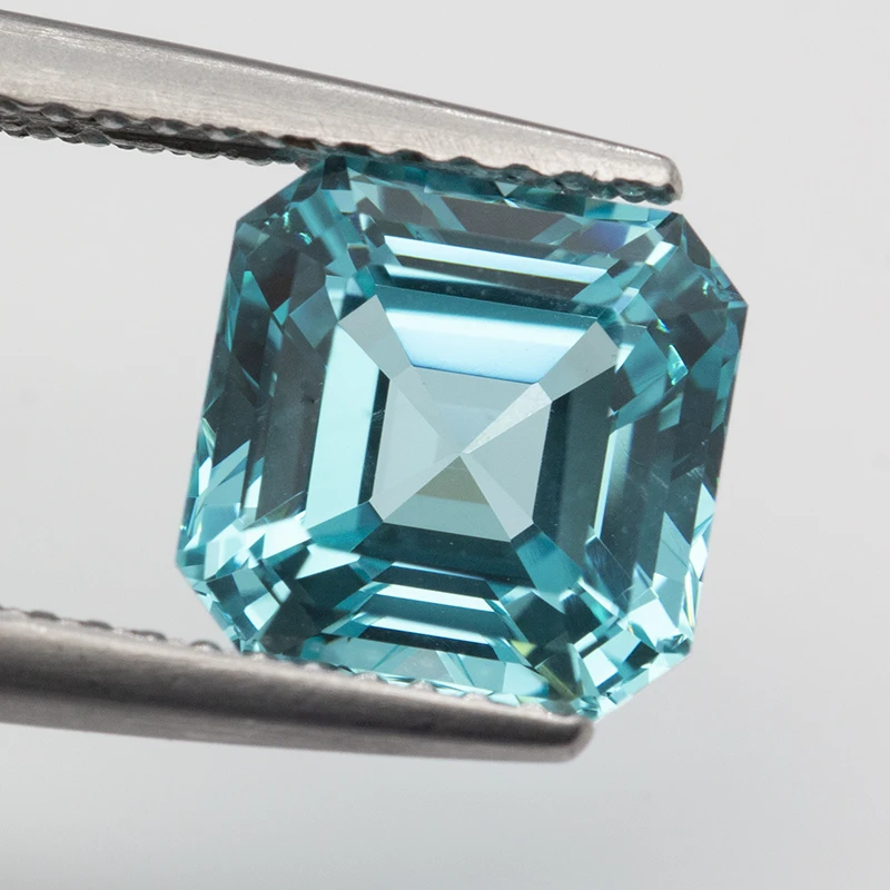 

New Lab Grown Paraiba Gemstone Asscher Cut Neon Blue Synthetic Tourmaline Loose Precious Stones with AGL Certificate