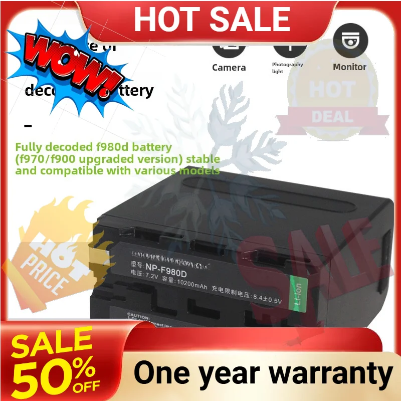 SWZY For Sony NP-F970 1000C 1500C 2500C 198P NX100 Battery with LED Power Indicator 7.2v NP-F970D Rechargeable Batteries 10200mA