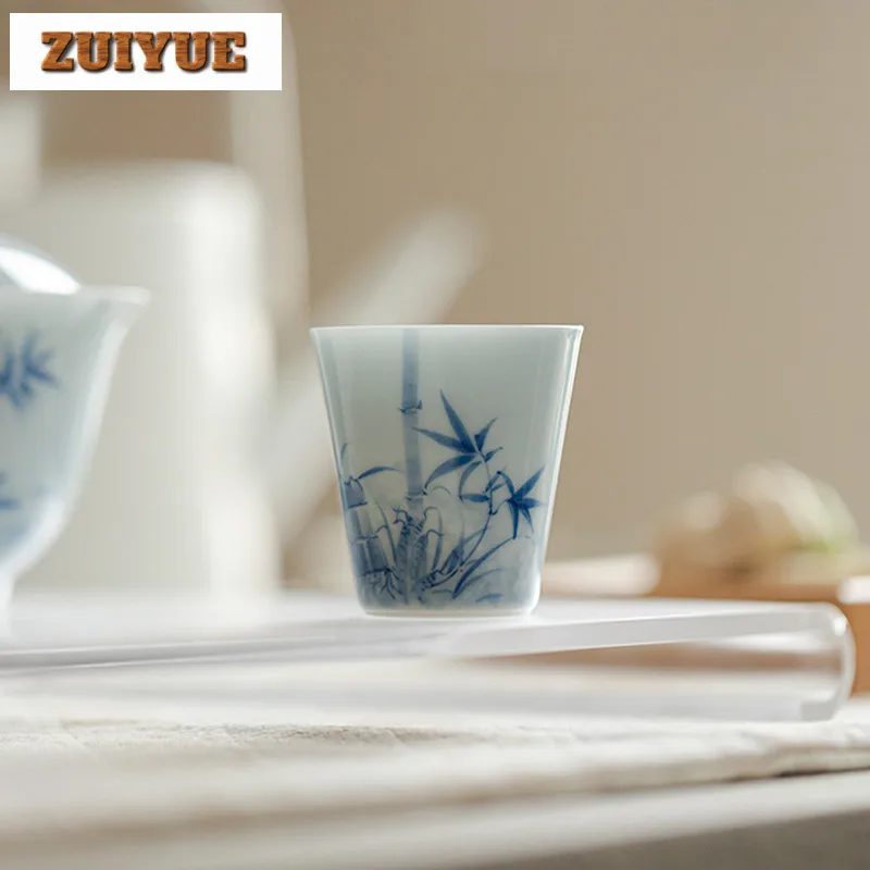 

2pc/lot Hand Drawn Bamboo Teacup Retro Tea Bowl Tea Pair Tea-tasting Smelling Cup Jianzhan Master Cup Tea Ceremony Supplies 40ml