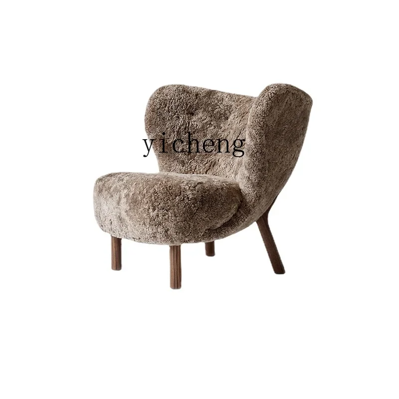 

ZK Living Room Mid-Ancient Couch Bedroom Lamb Wool Leisure Chair Designer Charming Wind Single Seat Chair home decor