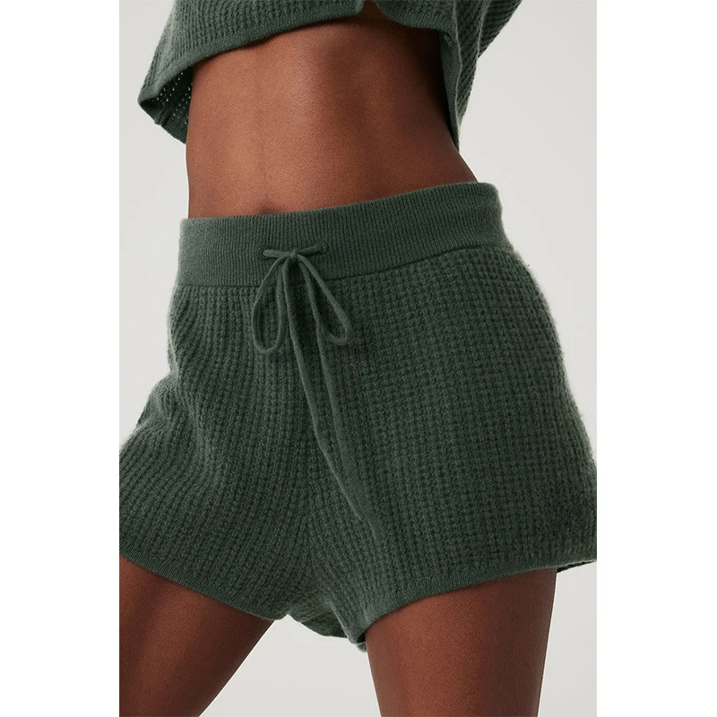 New Women's High Waist Lace-Up Casual Pants Loose Casual Daily Versatile Wide Leg Olive Green Shorts
