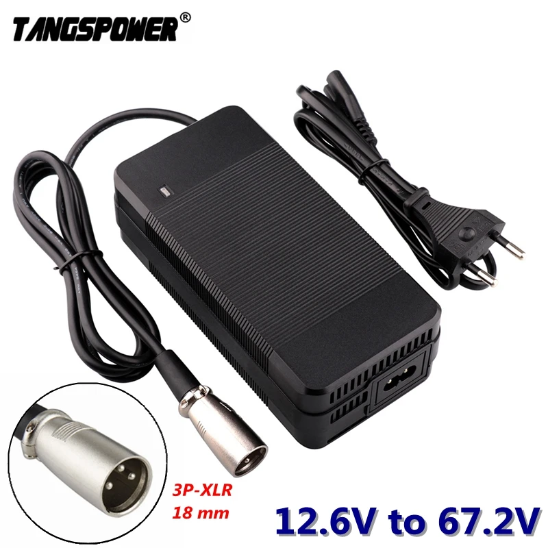 

29.4V 42V 54.6V 58.8V Lithium Battery Charger For 24V 36V 48V 52V Li-ion Battery Charger XLR Connector Fast Charging With Fan