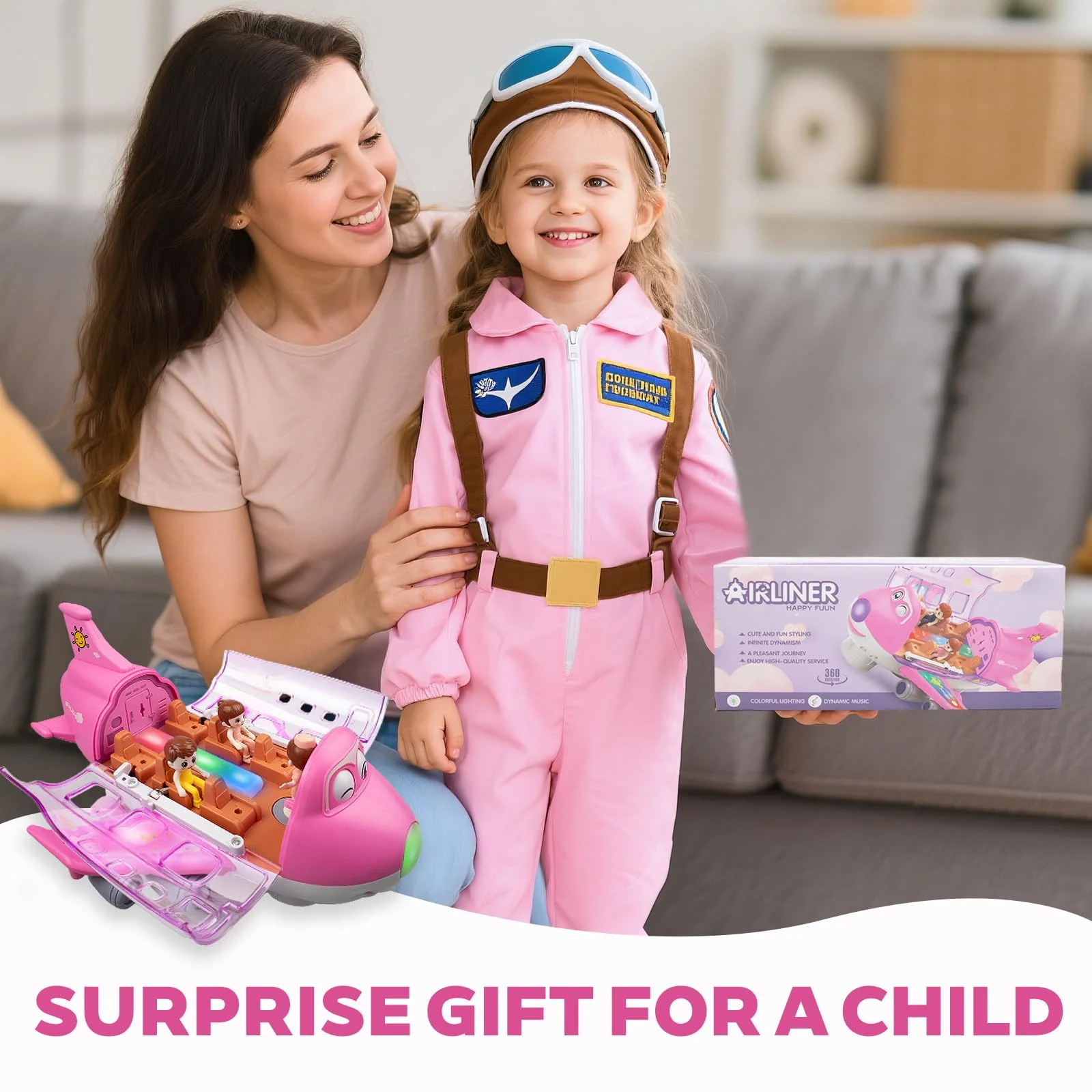 Kids Aerial  aircraft model toys, universal walking, automatic obstacle avoidance, lighting and music，festival christmas present