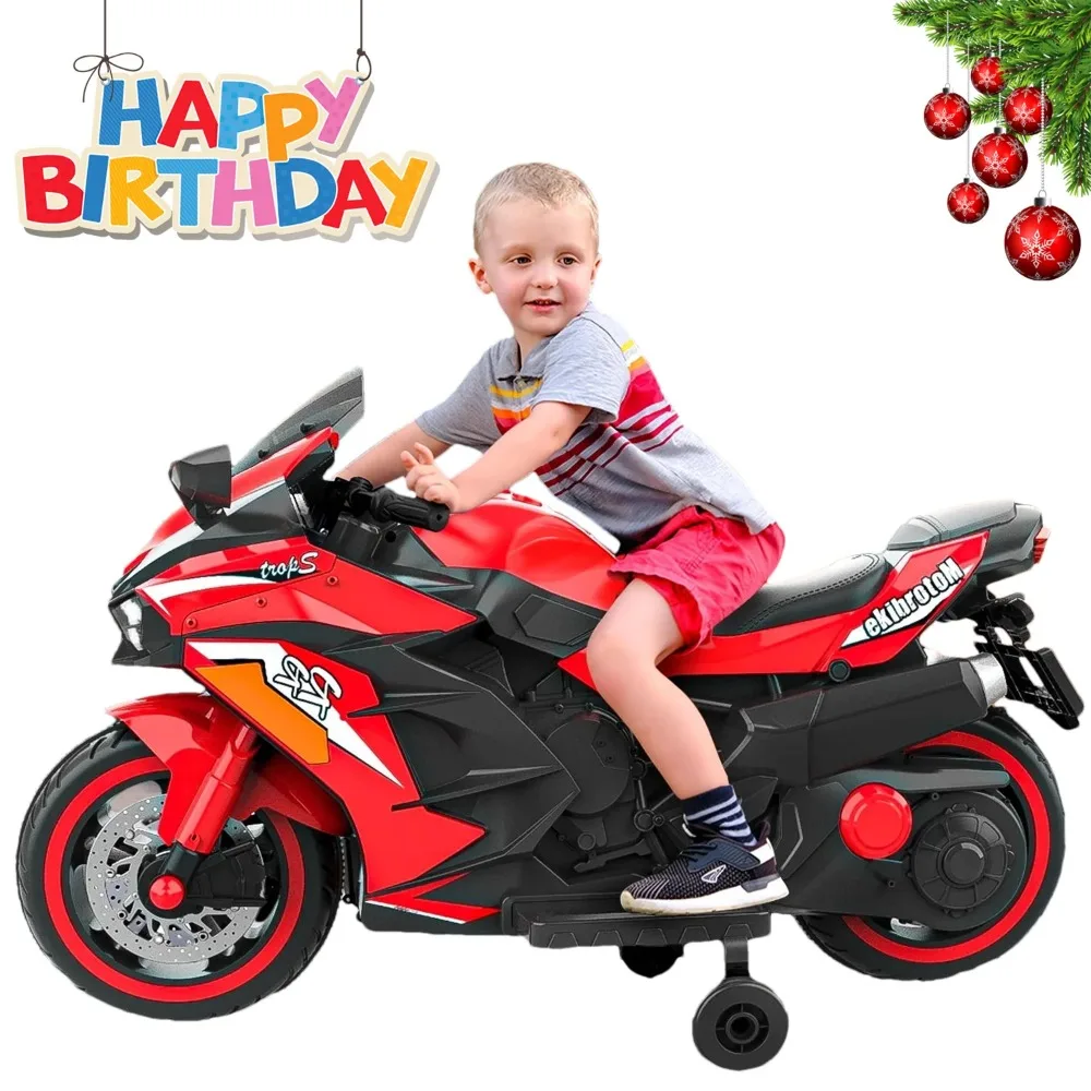 

Kids Ride On Motorcycle,12V Electric Battery Powered Ride On Bike,2 Wheels Electric Motorcycle for Kids Ages 3-6 Years（Red）