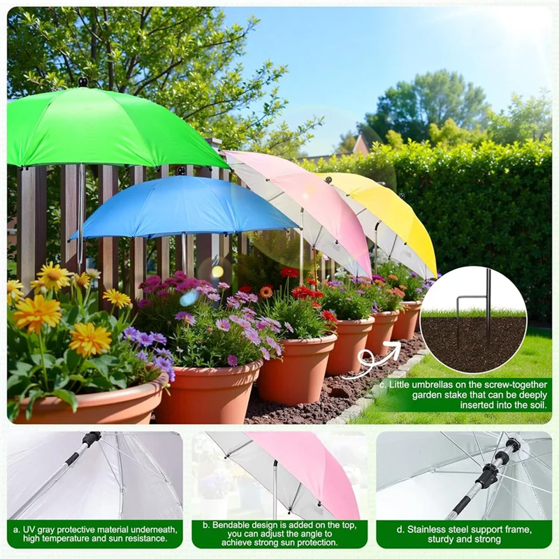 

ABZC-Plant Umbrellas For Outdoor Plants, 4Pcs Adjustable Height & Angle Garden Umbrella Shade Cover From Blazing Sun Rain