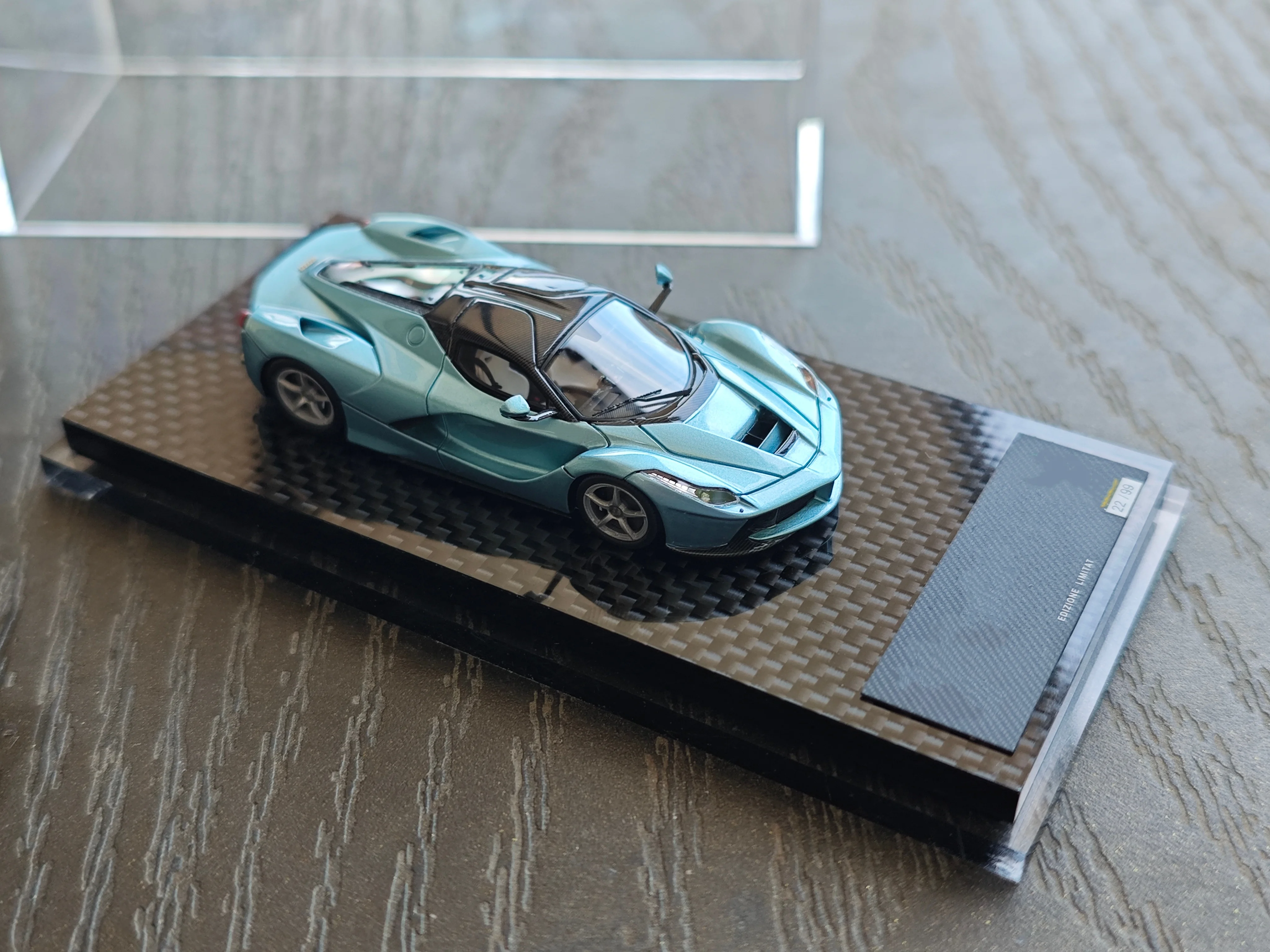 DMH 1/64 F150 Ice blue carbon Fiber base resin car model Collection gift