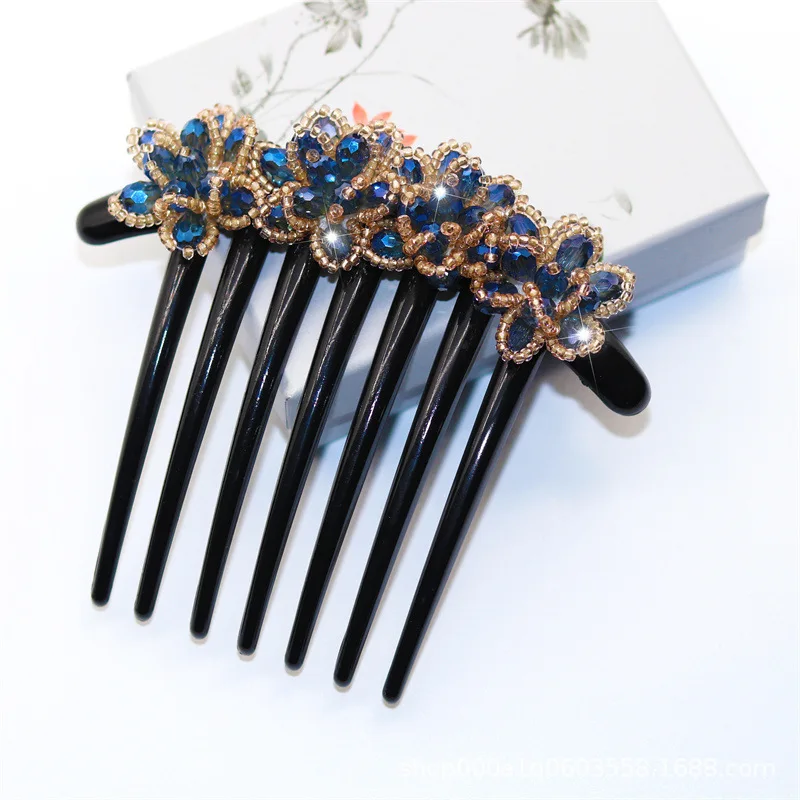 Fashion Plum Blossom Inserted Comb Hair Accessories for Women Elegant Seven Tooth Flower Hairpin Headwear Mom Jewelry Tiara Gift