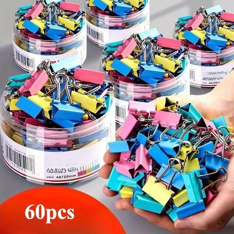60pcs Assorted Long Tail Clip Folder Set - Perfect for Office Supplies And Exam Book Clips, A4 Paper, Envelopes, Books, Etc