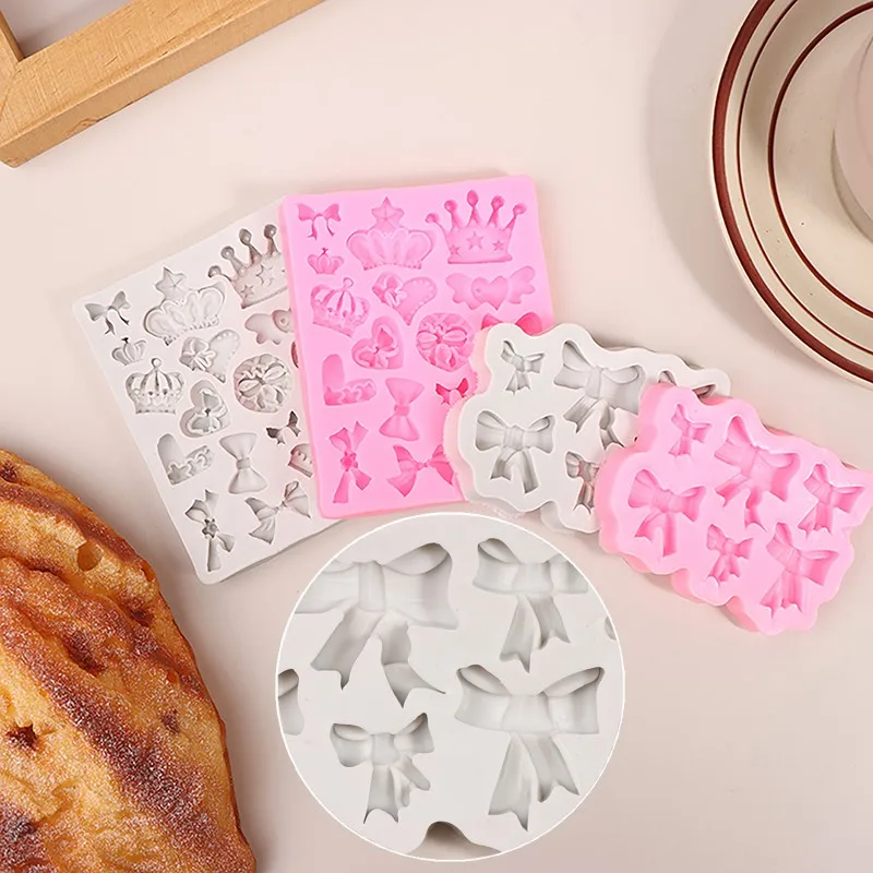 Stampo in Silicone per torta fondente 3D a forma di fiocco a corona per stampi in argilla polimerica fai da te strumento per la decorazione della torta di pasticceria al cioccolato da cucina