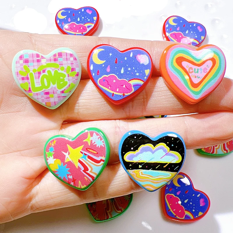 5Pcs/Set Mini Cute Love Heart Shape Original Resin Fridge Magnets Strong Magnetic Colorful Stickers for Refrigerator Home Decor
