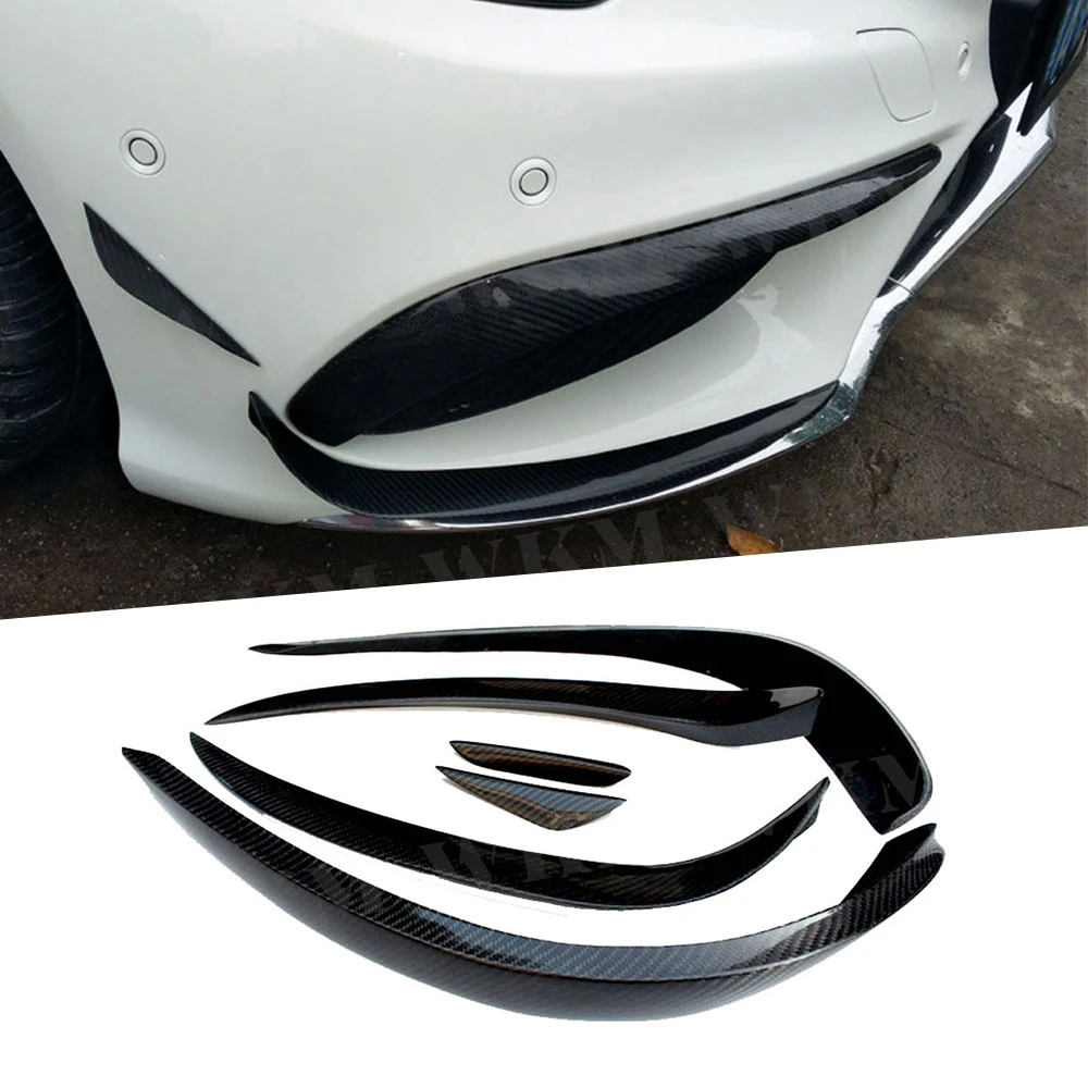 

6PCS Carbon Fiber Front Fog Light Lamp Grille Slats Cover Trim Frame for Benz W207 C207 Coupe E200 E260 E300 2 Door 2014 - 2016