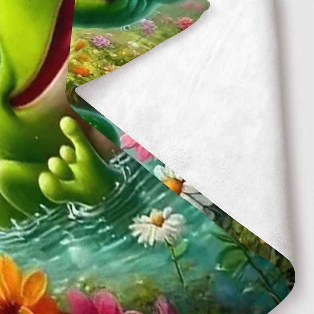 [قطعة واحدة من بطانية الضفدع الغريب] بطانية مريحة من الفلانيل على شكل ضفدع غريب الأطوار والطيور الملونة - قطعة واحدة متينة، مناسبة لجميع المواسم للقيلولة