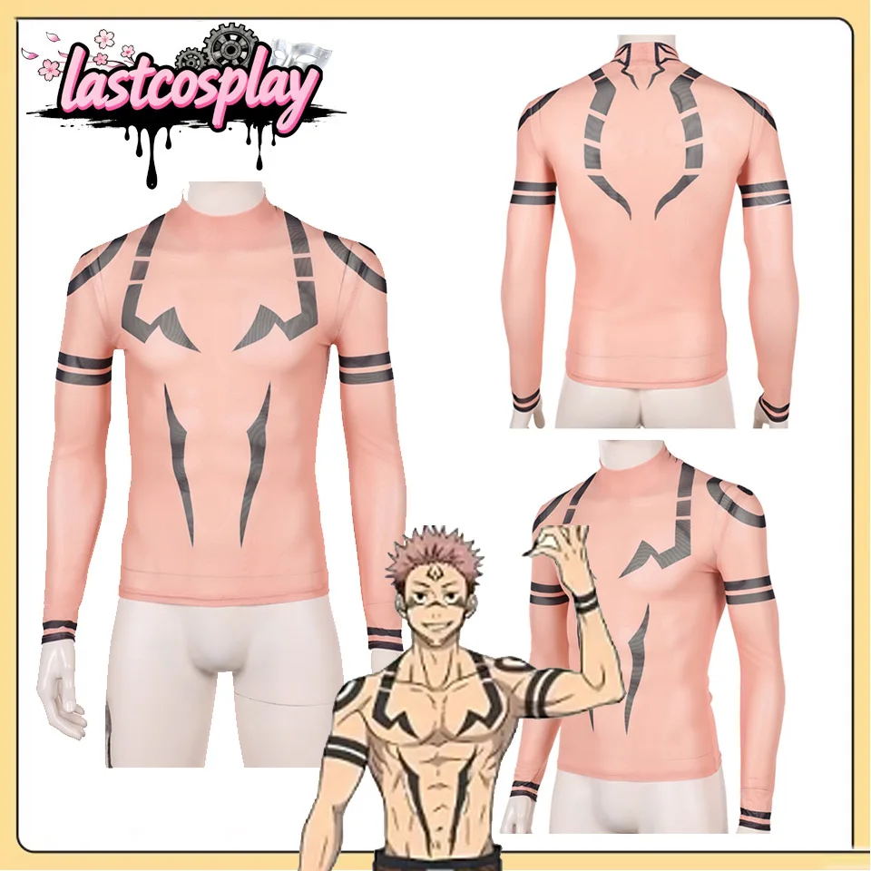 

Ryomen Sukuna Cosplay Tops Costume Anime Fantasia Men Tattoo Print Long Sleeve Shirt Halloween Dress Up Party Clothing Suit
