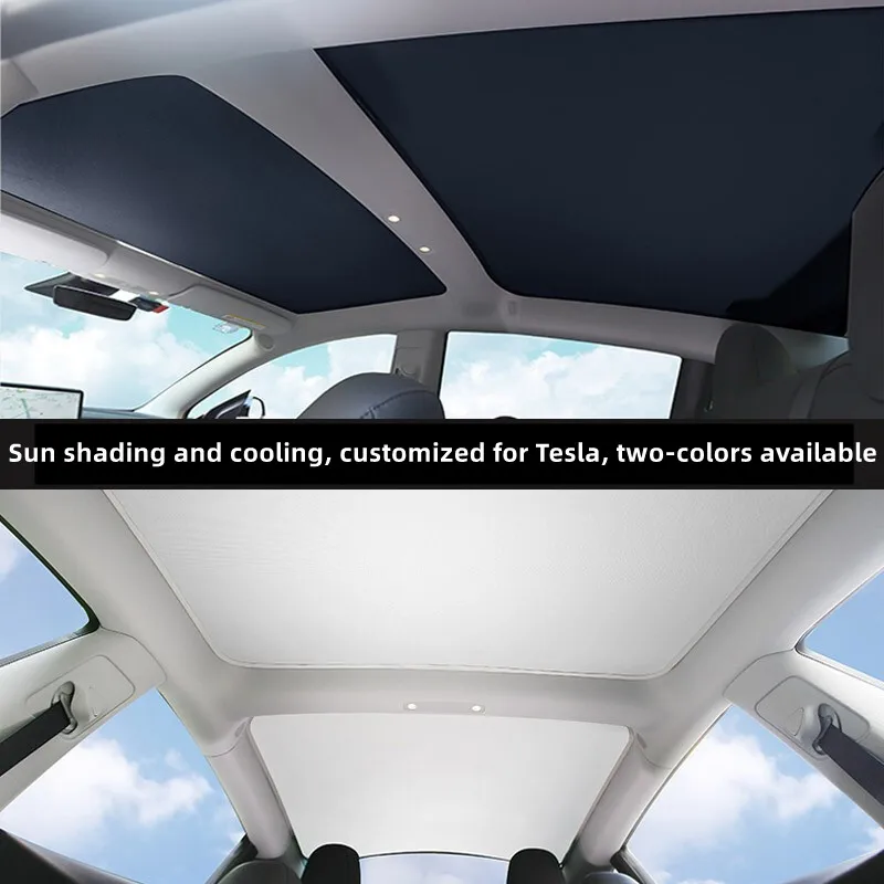 For Tesla Model 3 Y Sun Shade New Upgrade Anti-UV Heat Insulation Glass Roof Sunroof Mesh Skylight Folding Interior Accessories