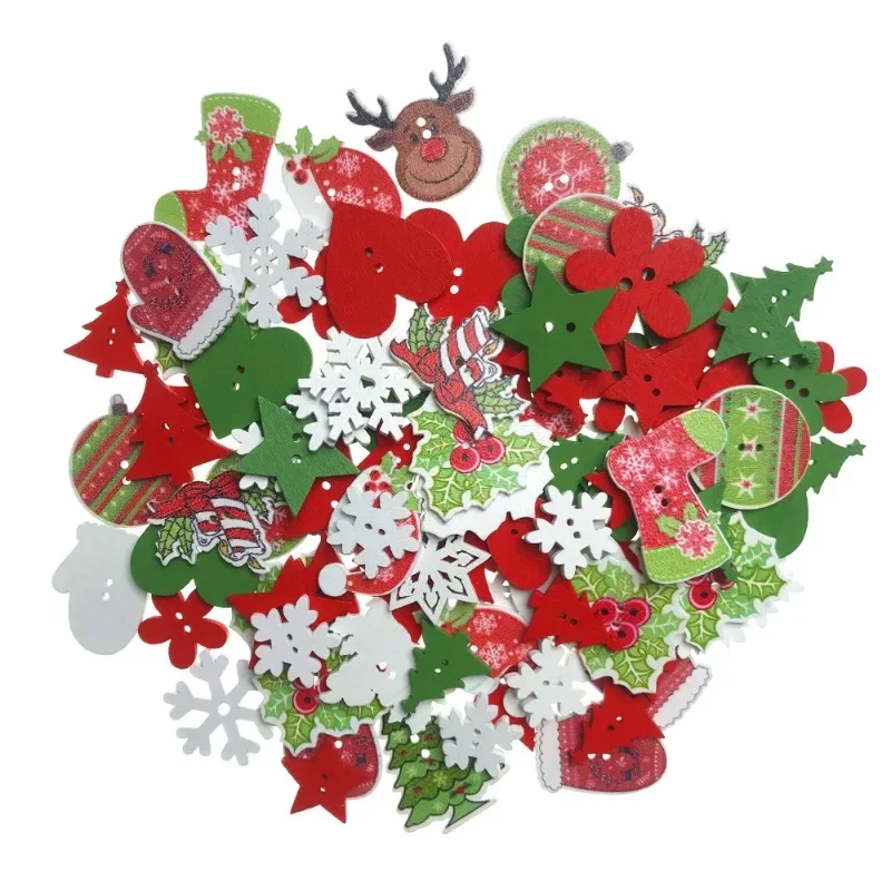 

50pcs Christmas Buttons for Crafting Assorted Christmas Buttons for Crafts Sewing Clothes Winter Decorative Buttons for DIY