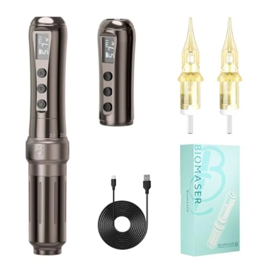 

Wireless PMU Tattoo Machine for Eyebrows Lips Coffee-colored Rotary Tattoo Pen with Professional Scalp Micropigmentation Applic