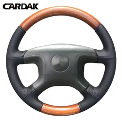 CARDAK Black Artificial Leather Car Hand-stitched Steering Wheel Cover for Mitsubishi Pajero 2004 2005 2006 2007 2008 2009 2010