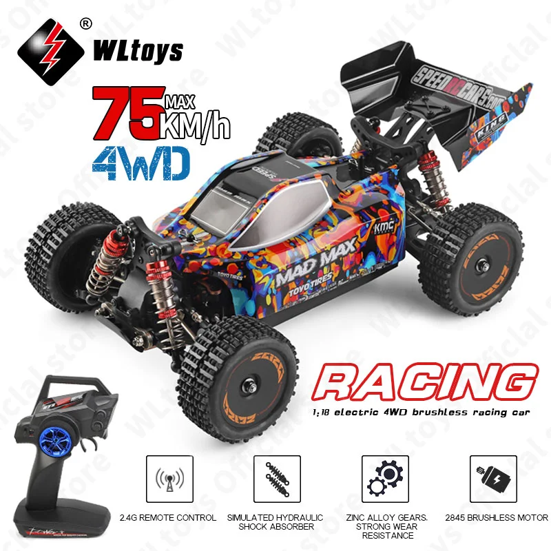 In Stock! CrazyFastRC WLtoys 184016/ 144010 1/14 75KM/H 2.4G Brushless RC Car 4WD High Speed Off-Road Remote Control Toys