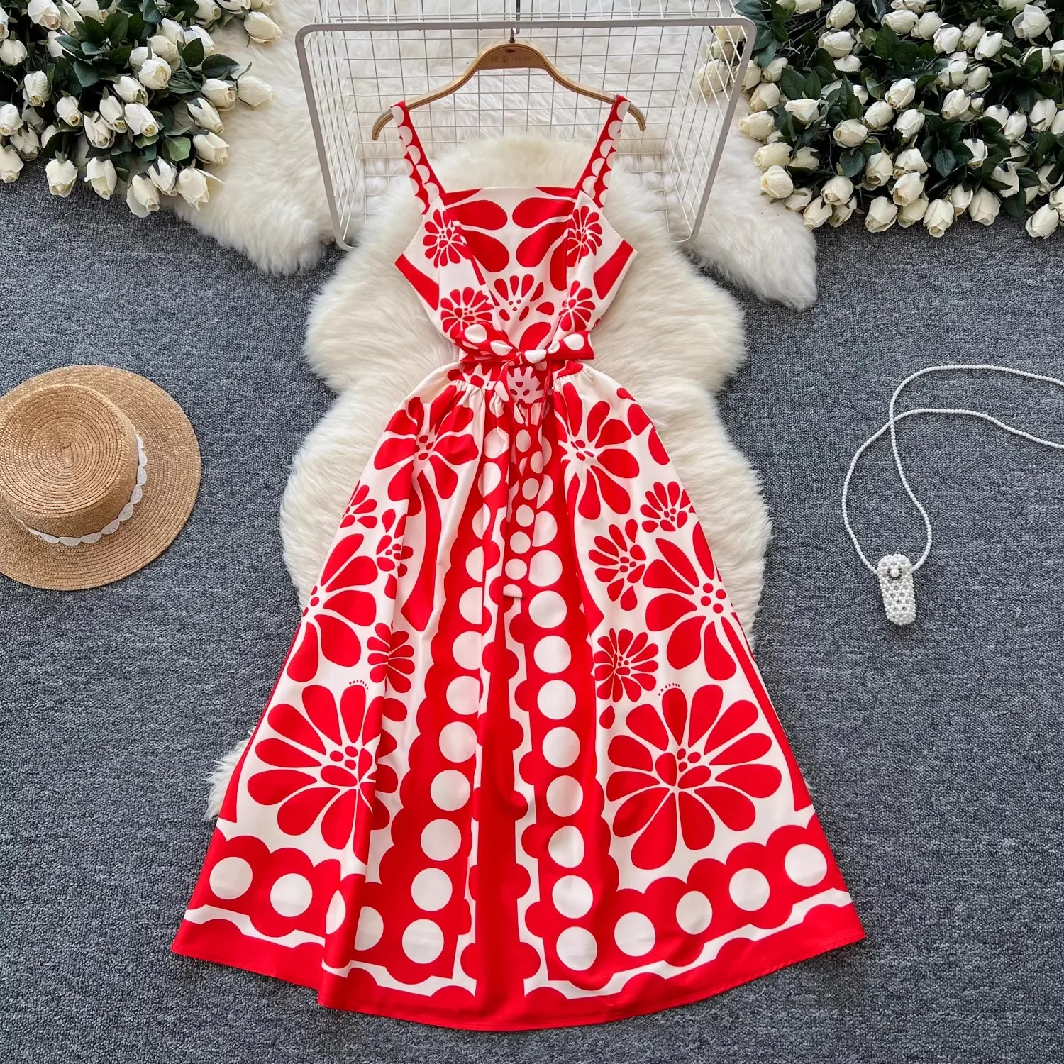 

Summer Holiday Sexy Bow Spaghetti Strap Long Dress Women Beach Strapless Back Elastic Zipper Floral Print Long Party Vestidos