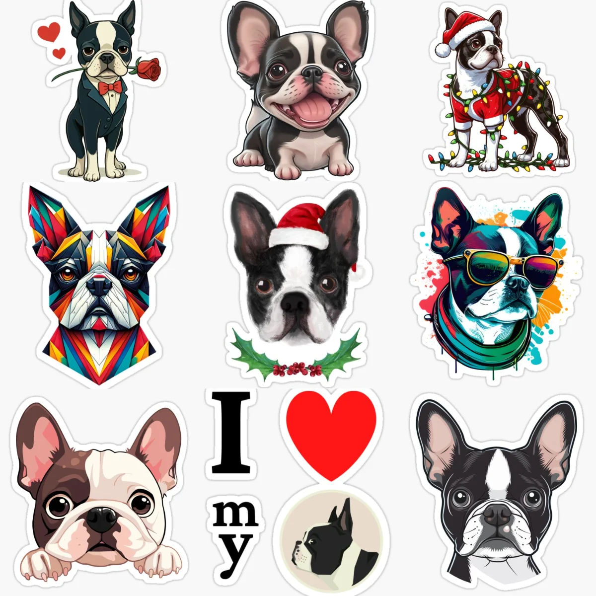 

Boston Dog Creative Cute PVC Car Sticker for Decorate Car Van Off-road Helmet Bumper Decal Accessories