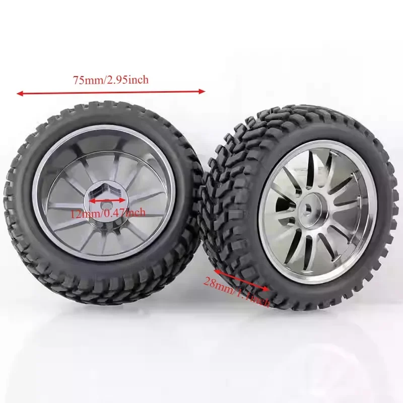 

75mm Off Road Buggy Tires Wheel 12mm Hex Hubs for Wltoys 144001 1/12 1/14 1/10 Scx10 Trxs Trx-4 Tamiya RC Car
