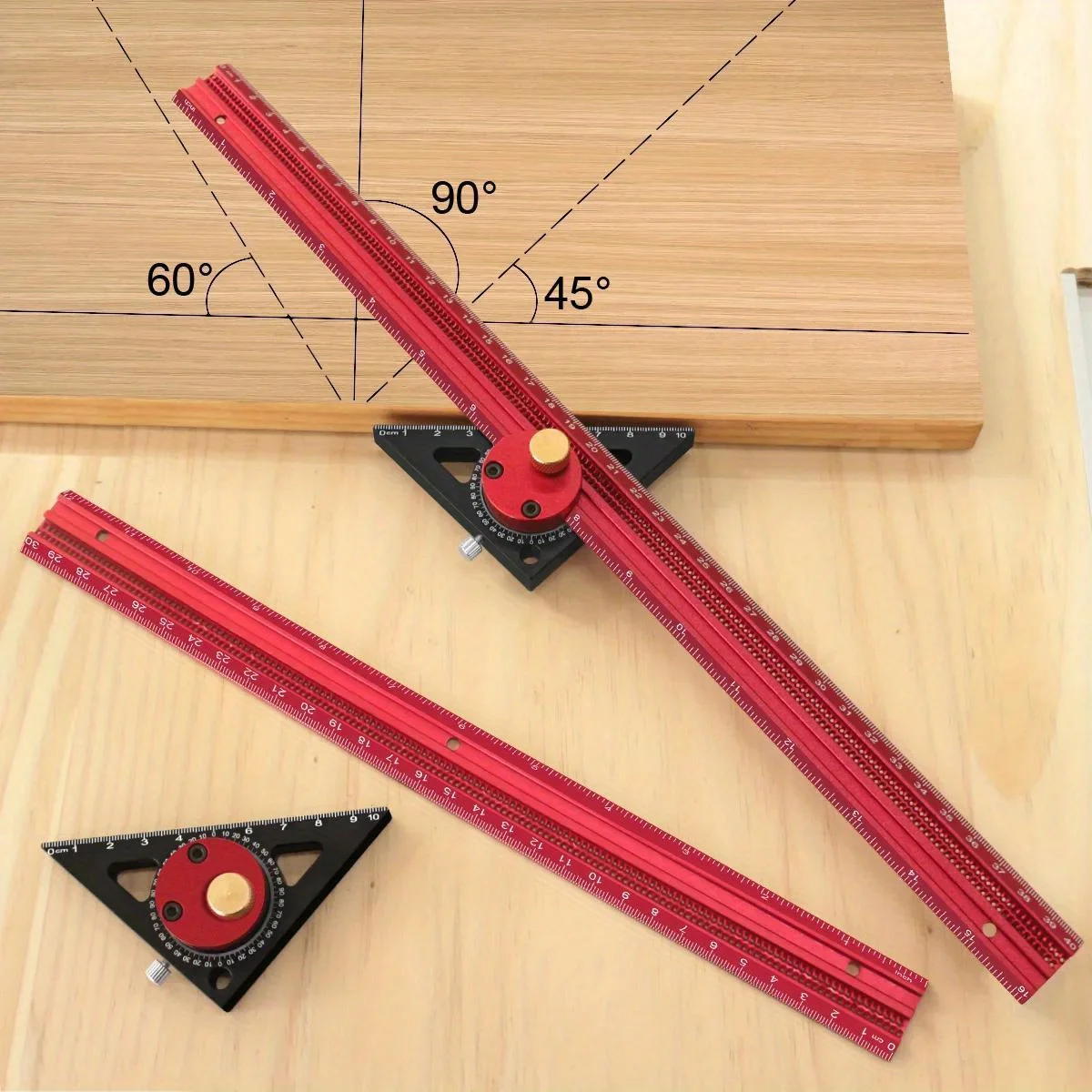 Woodworking Square Precision T-Type Hole Ruler - 360 Degree Scribe Ruler Aluminum Slide Ruler Carpenty Marking Gauge DIY Layout