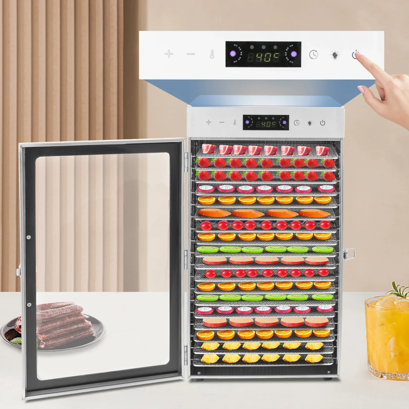 

Low Noise Food Dehydrator Large Capacity Stainless Dryer Temperature Adjustable Machine For Drying Vegetables And Fruits