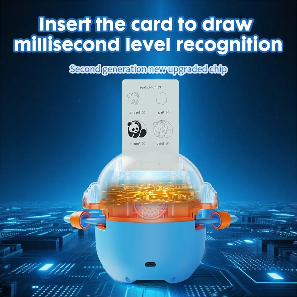 baay-kids-drawing-robot-educational-toy-with-voice-guidance-100-learning-cards-nfc-automatic-sketching-machine-blue