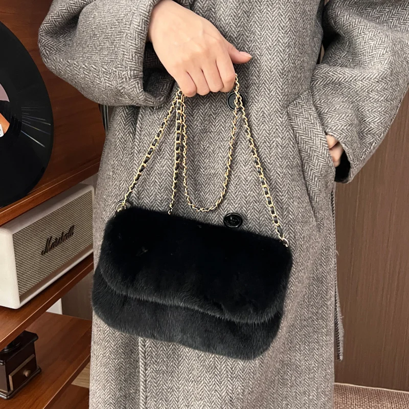 New Mink Fur Women'S Bag Plush Bags Women Winter Fluffy Crossbody Luxury Handbag Designers Bags For Woman Furry Shoulder Bag