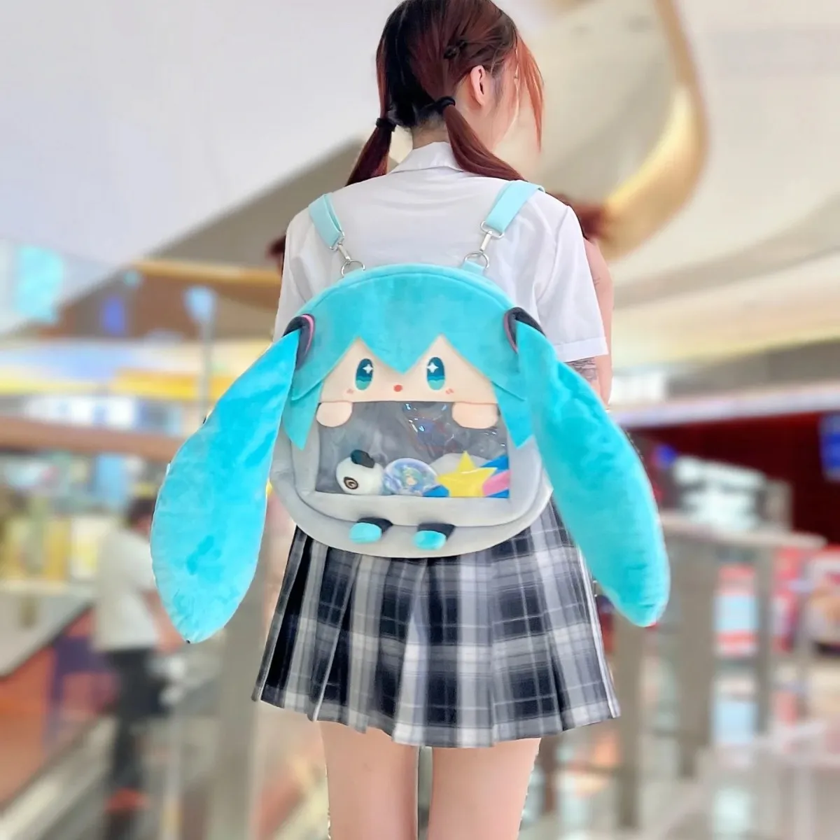 Soft Hatsune Miku Plush Backpack Kawaii Anime Character Bag Itabag Adorable Cartoon Shoulder Bag for Fans Casual Use