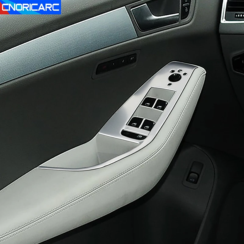 For Audi Q5 2010-2016 LHD Car Styling Window Glass Lifting Buttons Frame Decoration Stainless Steel Door Armrest Trim Stickers