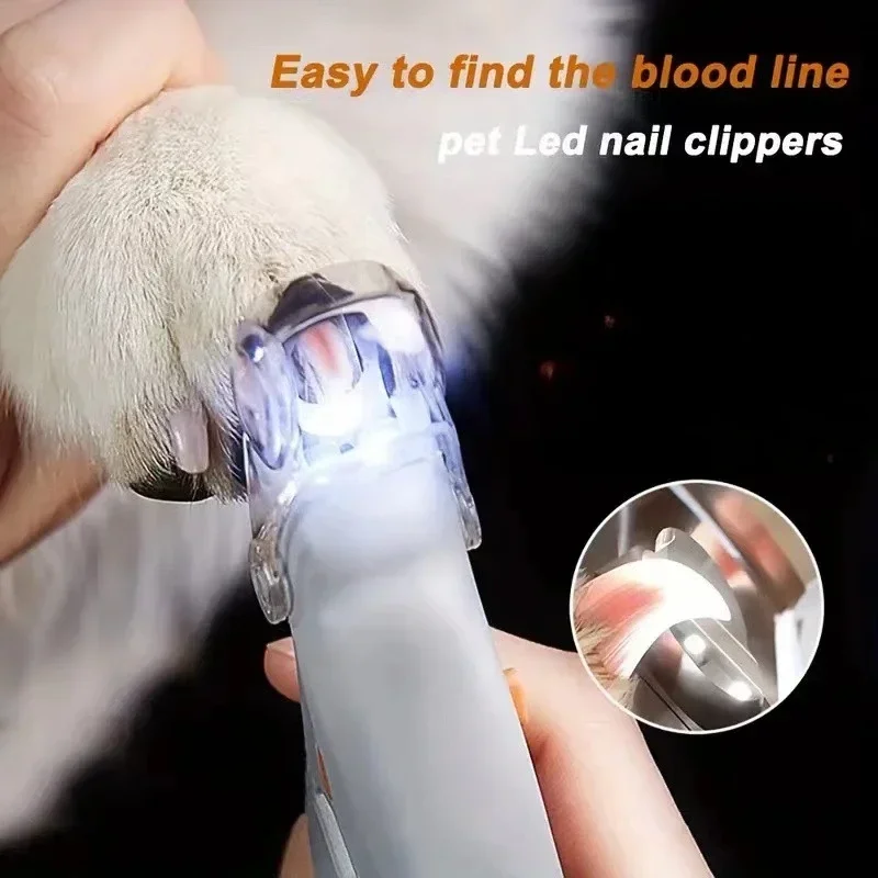 Pet Nail Clippers LED Luminescence Cat Dog Nailclippers with Lids Portable Dog Nail Grinder Pet Grooming Cleaning Products