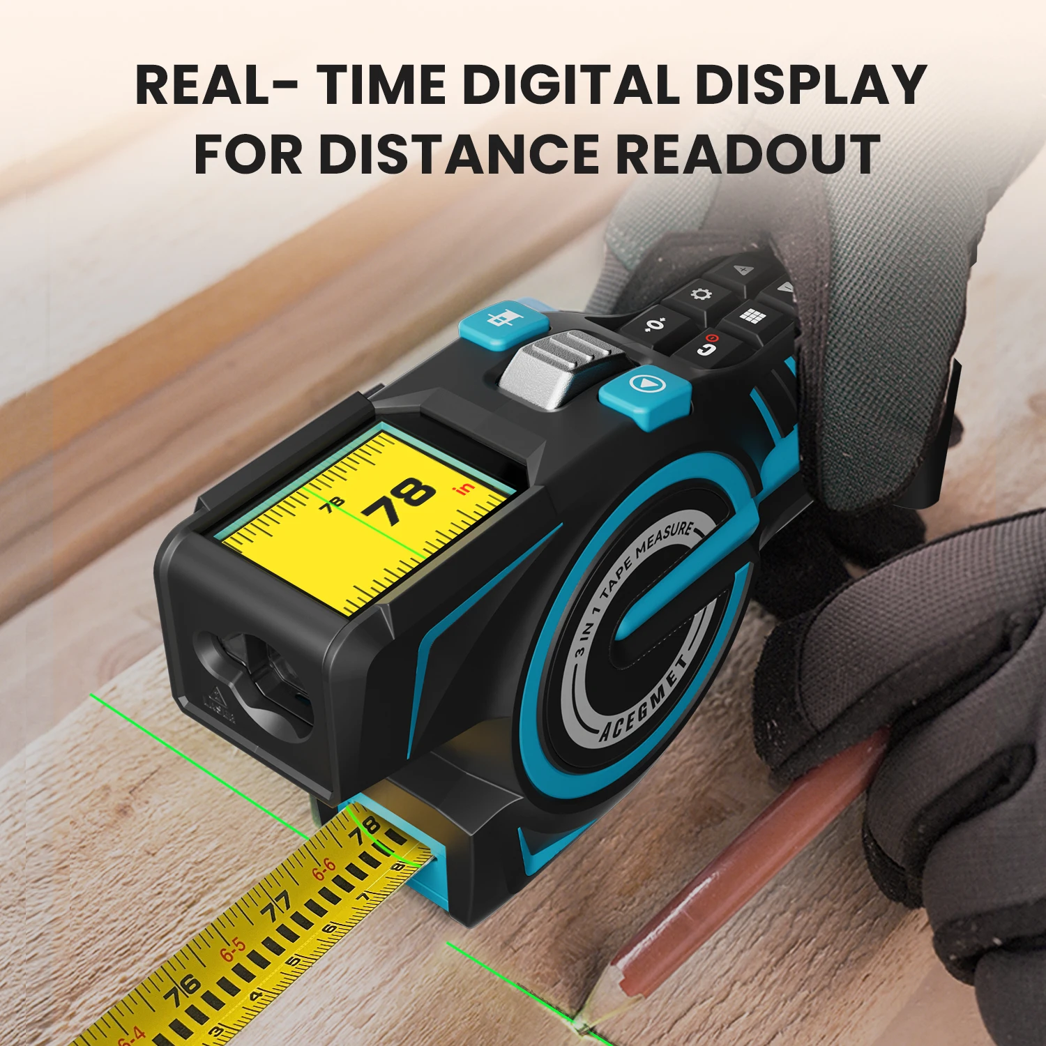 Misuratore di distanza a nastro laser Mileseey DTX10 Metro a nastro digitale 3 in 1 con display IPS da 2,0 pollici