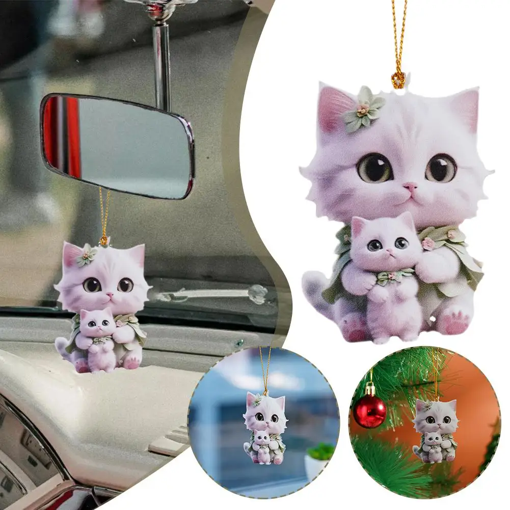 2D Nette Nette Katze Pferd Rückspiegel Anhänger Auto Innen Auto Realistische Tier Hängen Ornament Auto Innen Dekoration Spielzeug