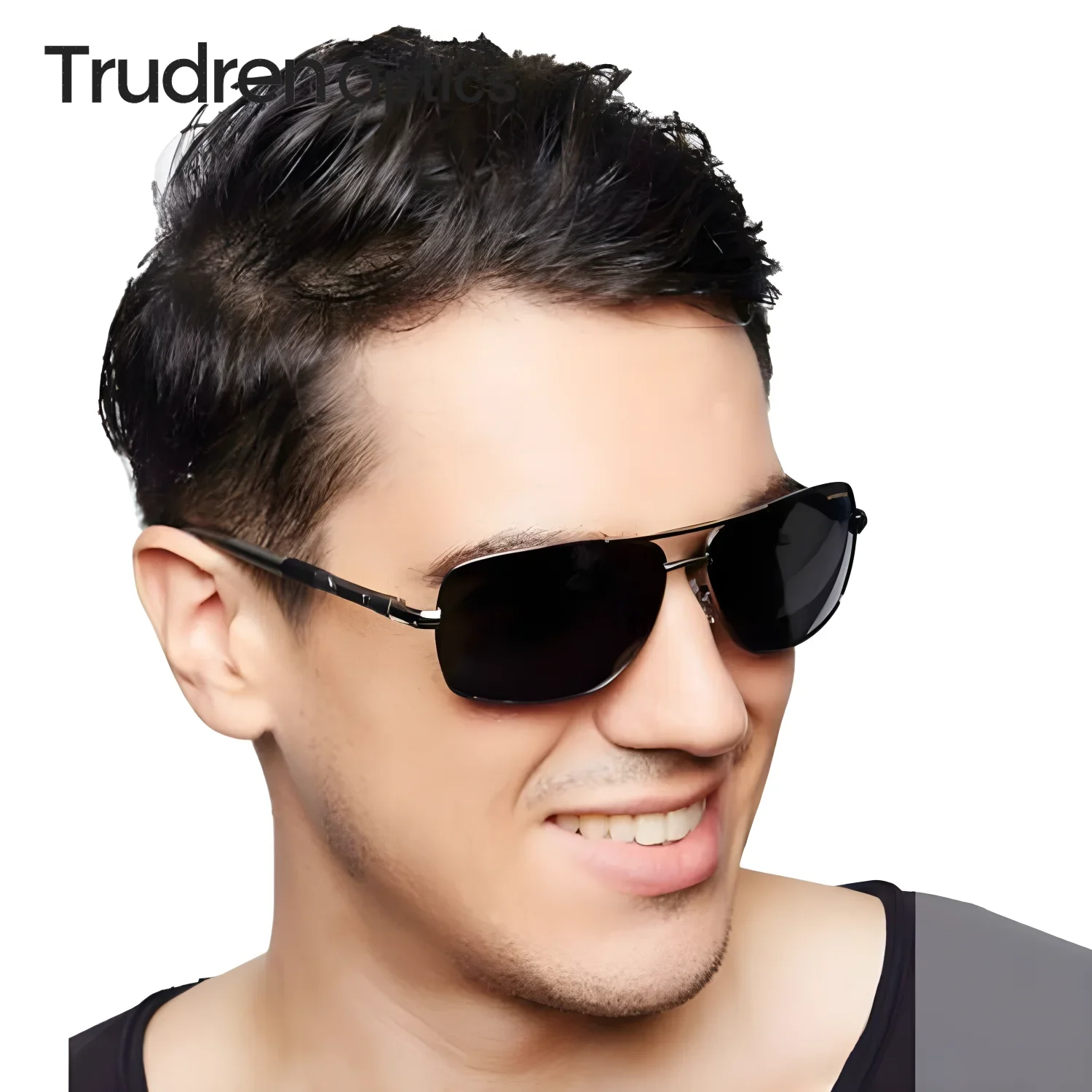 

Trudren Mens Rectangular Sunglasses for Driving Car UV400 Polarized Sun Glasses with Spring Hinge Two Tone Metal Sunglass 1386