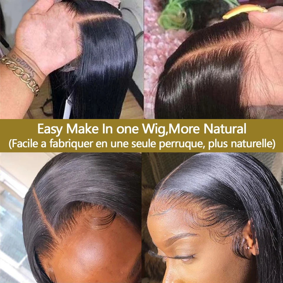 Straight Human Hair Bundles With Closure Bundles With Lace Frontal 100% Brazilian Human Hair 4x4/13x4 Transparent Lace Closure Frontal Natural Human