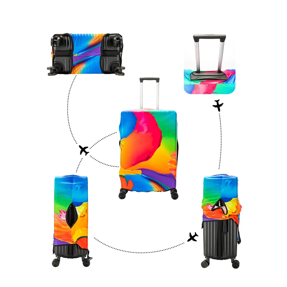 Fashionable Durable Custom Luggage Cover Travel Protector Waterproof Universal Fit 18-32 Inch Bag Cruise Vacation Zipper Closure