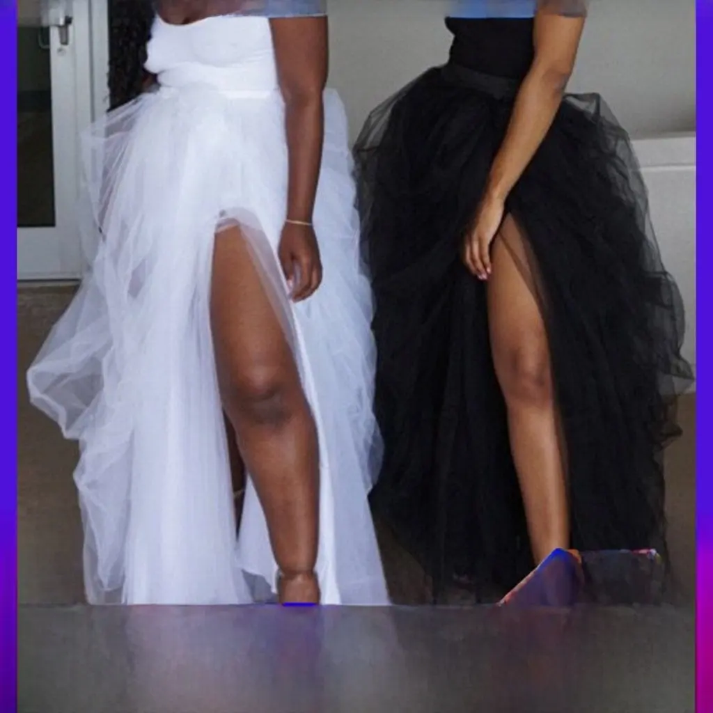

Women's Mesh Tutu Skirt 2025Wish Adult Long Fishtail Black And White Dress Half Skirt for Ladies