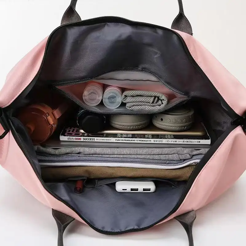 Sacos multifuncionais para mulheres, expansível, grande capacidade, organizador de bagagem, bolsa de viagem, separação seca e úmida, moda esportiva