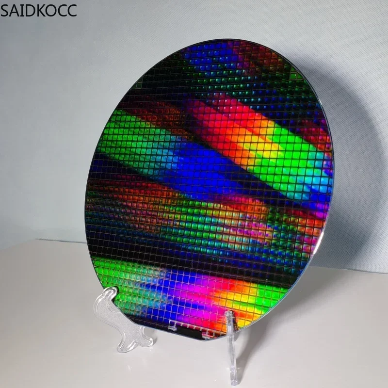 

SAIDKOCC Silicon Wafer 6 8 12 Inch Lithography Circuit Chip With Acrylic Holder Silicon Chip Technology Sense Decoration