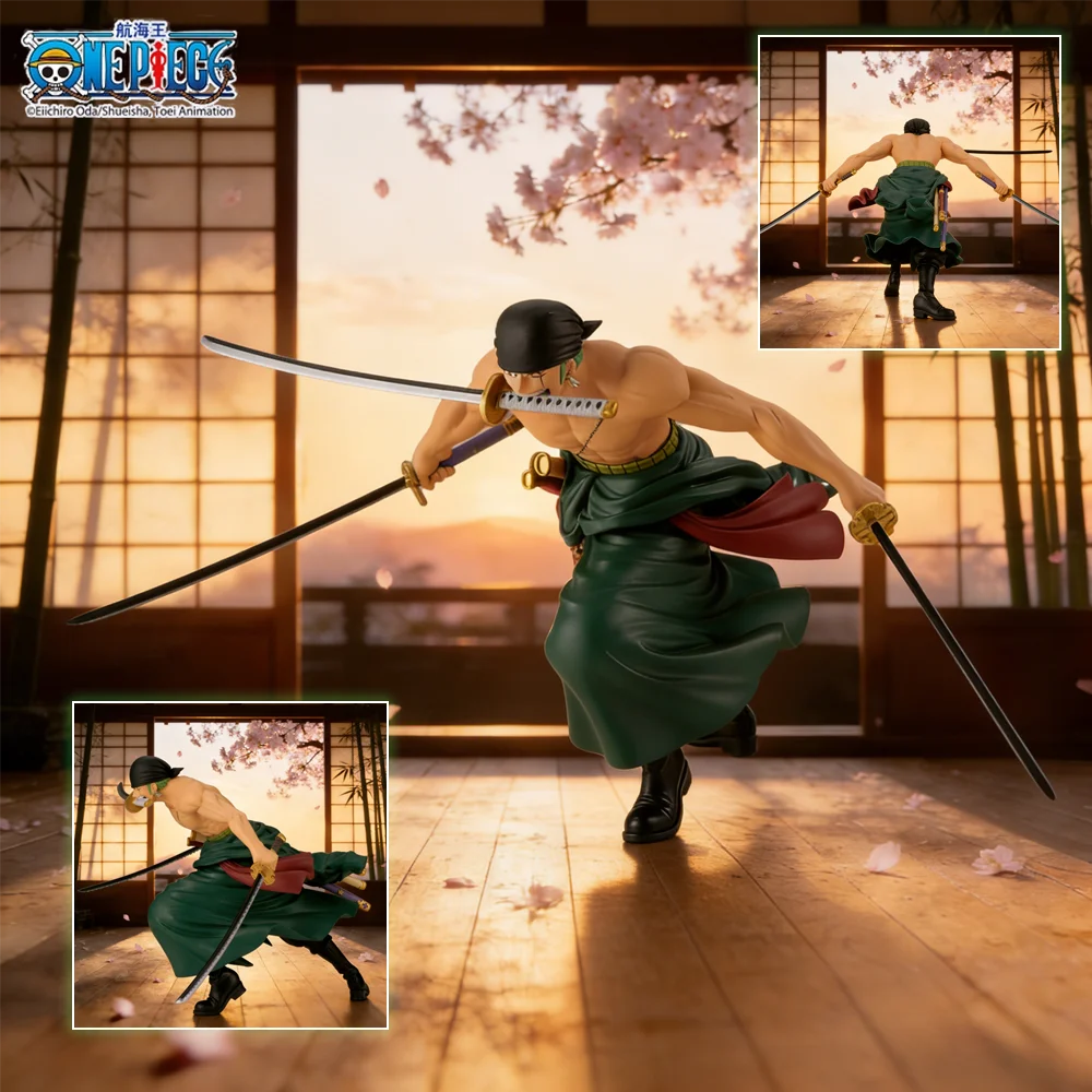 

Официальная коллекционная фигурка Зоро из One Piece в стиле трех мечей - декоративная аниме-фигурка, идеально подходит для праздничных подарков.
