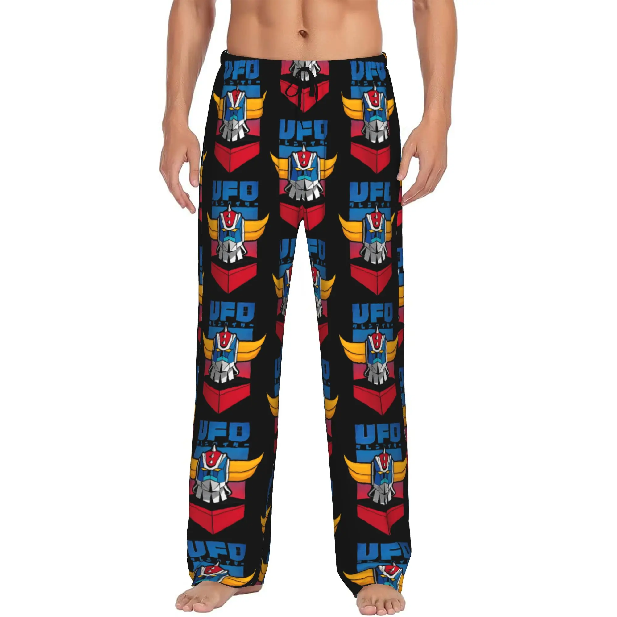 Custom G-Grendizer Pajama Pants for Men Robot Manga Sleepwear Lounge Sleep Bottoms Stretch with Pockets - view 2